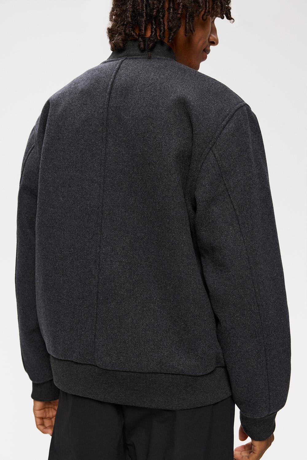 Elvine Ylve Wool Jacket Dark Grey Melange Herren Bomberjacke grau